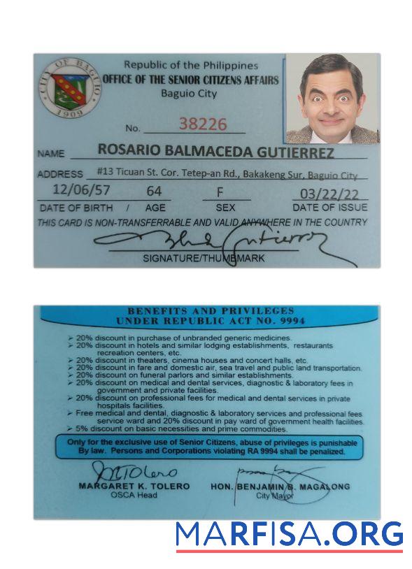 Downloadable Philippines citizens affairs card template